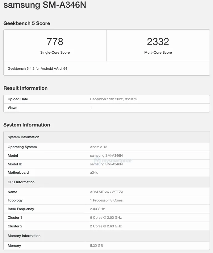 image 68 - Samsung Galaxy A34 Spotted on Geekbench with Dimensity 1080 SoC