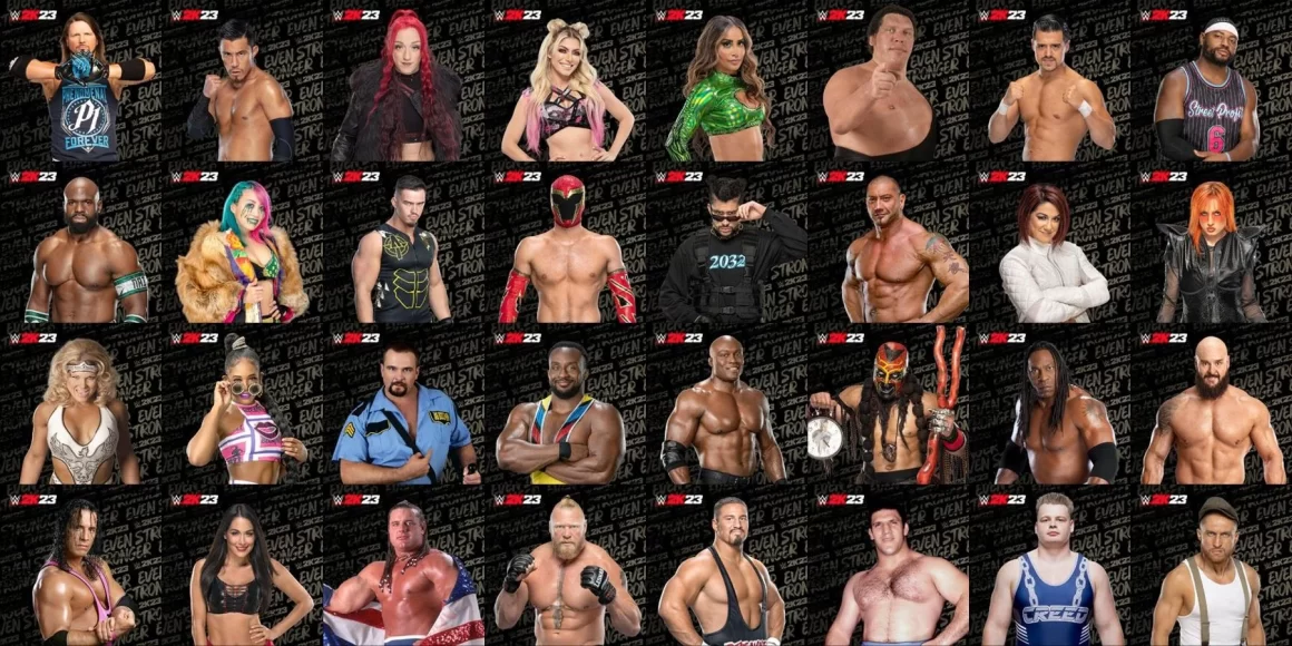 wwe 2k23 roster renders resized 1160x580 - WWE 2k23 PPSSPP ISO file & Data (PS4 Camera) Highly compressed